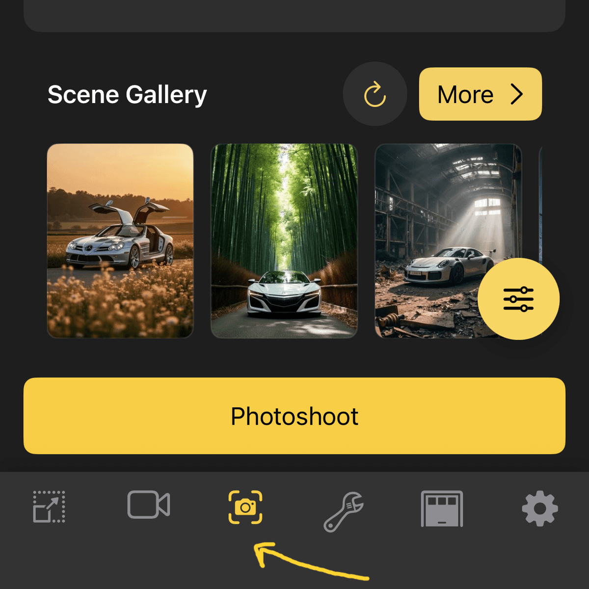 Step 1 – Open the Photoshoot Page (iOS)