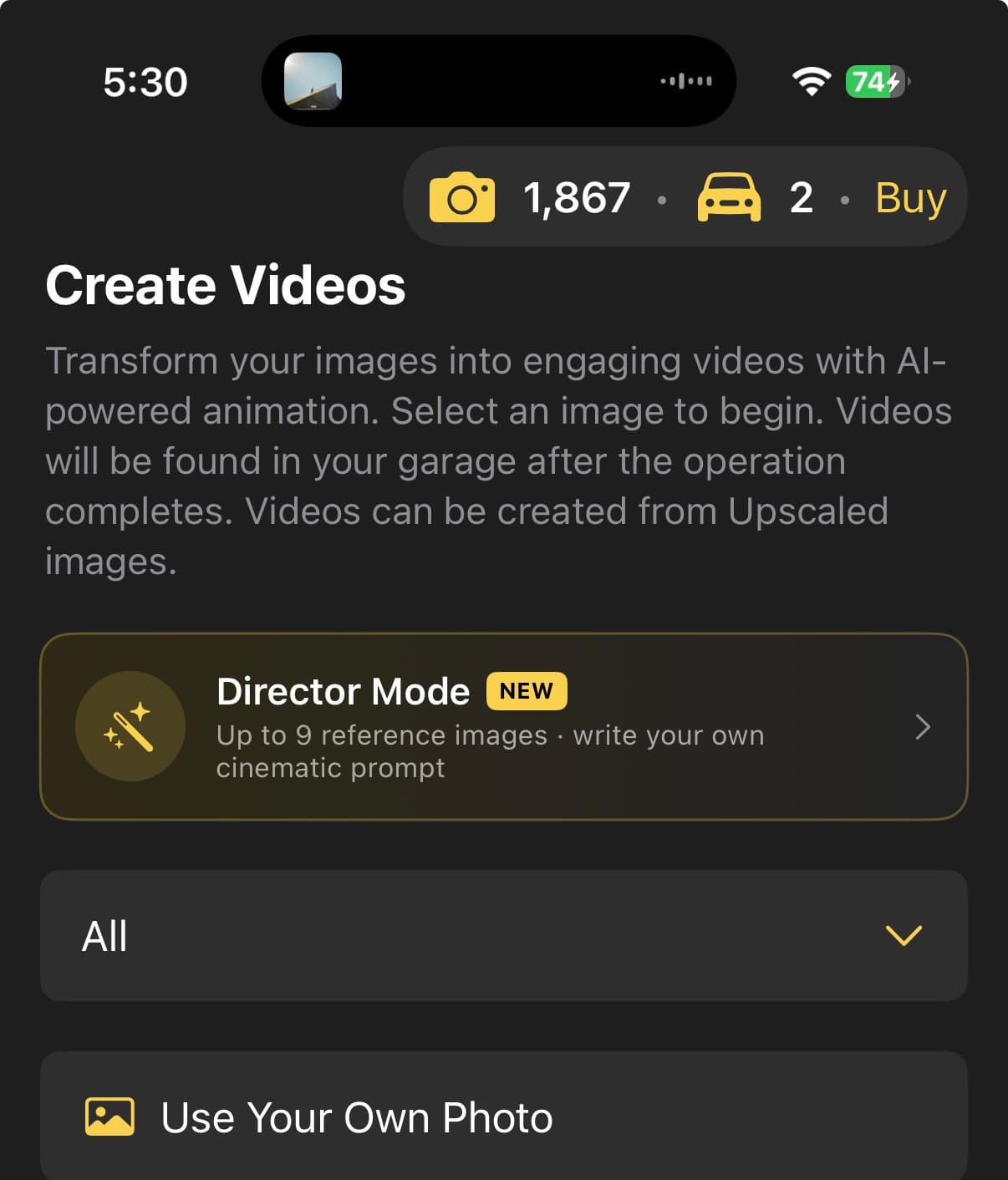 Step 1 – Open Video Mode (iOS)